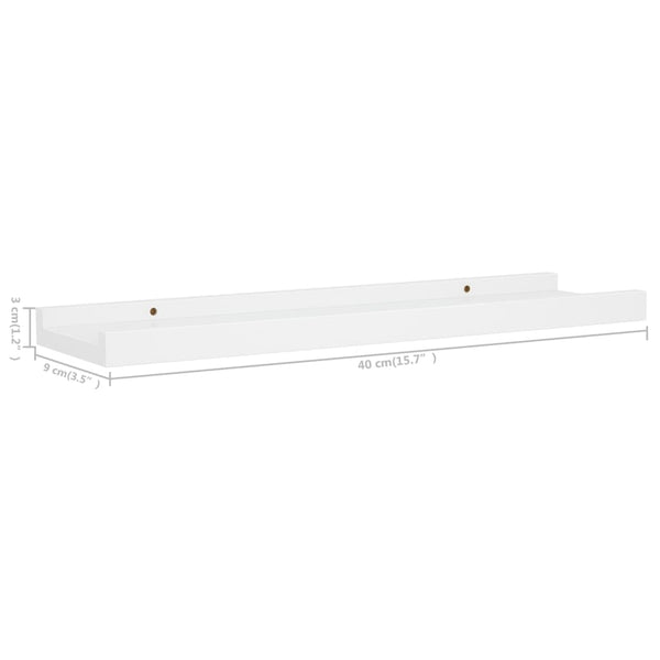 Weißes Regalbrett Iozef 40x9x3cm (2 Stück MDF)