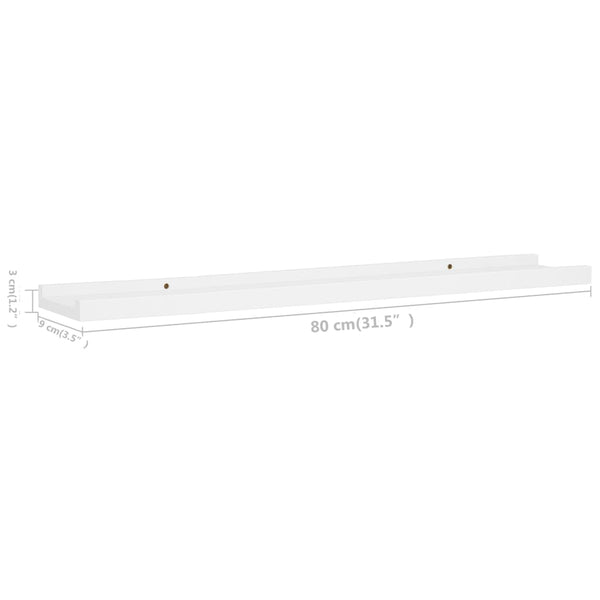 Weiße Wandregale Iozef 80x9x3cm (2 Stück MDF)