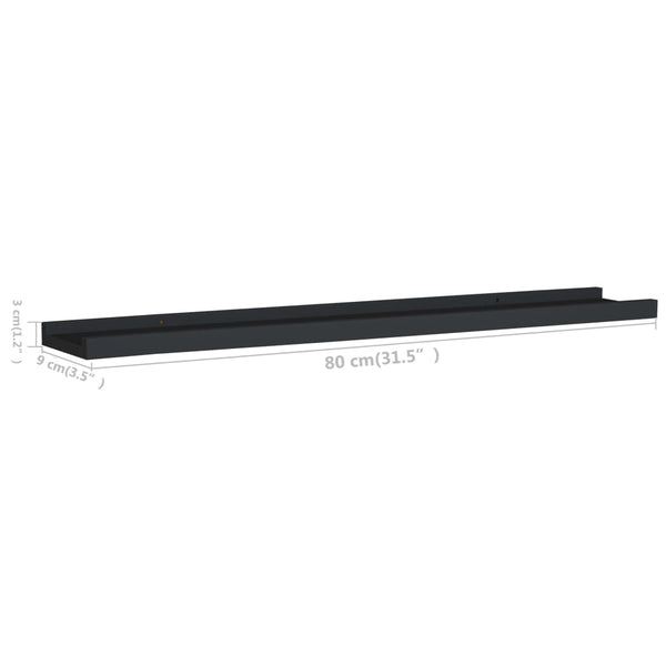 Schwarze Tafelregale Iozef 80x9x3cm (2 Stück MDF)