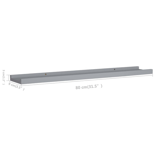Graue Wandregale Iozef 80x9x3cm (2 Stück MDF)