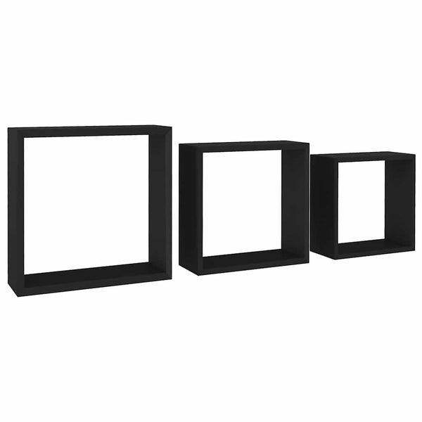 Wandwürfelregale Viser, schwarz (3 Stück MDF)