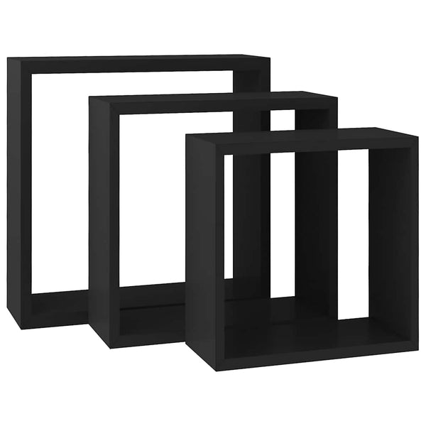 Wandwürfelregale Viser, schwarz (3 Stück MDF)