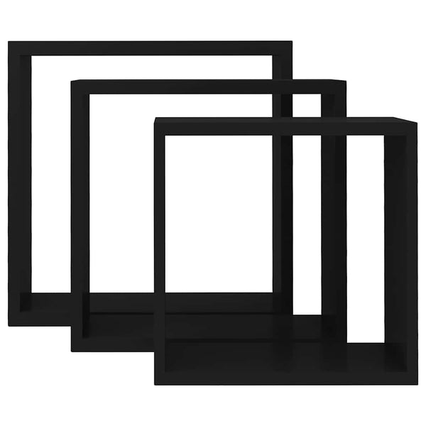 Wandwürfelregale Viser, schwarz (3 Stück MDF)