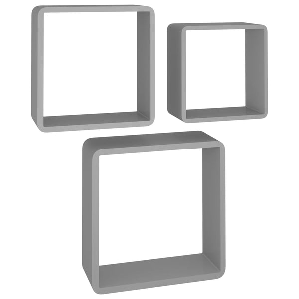 Graue Wandwürfelregale (3 Stk., MDF)