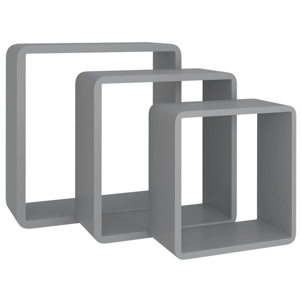 Graue Wandwürfelregale (3 Stk., MDF)