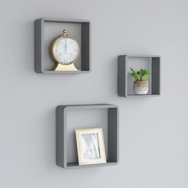 Graue Wandwürfelregale (3 Stk., MDF)