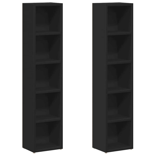 Schwarzes CD-Regal Adelahaida 21x16x93,5cm (2 Stück, Holz)