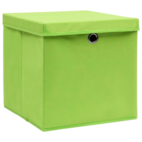 Grüne Aufbewahrungsboxen mit Deckel Cheta 28x28x28cm (4 Stk.)
