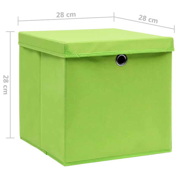 Grüne Aufbewahrungsboxen mit Deckel Cheta 28x28x28cm (4 Stk.)