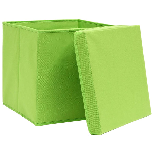 Grüne Aufbewahrungsboxen mit Deckel Cheta 28x28x28cm (10 Stk.)