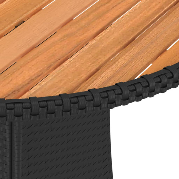 Schwarzer Esstisch für den Außenbereich Micandra Ø 70 cm (Polyrattan und Akazienholz)