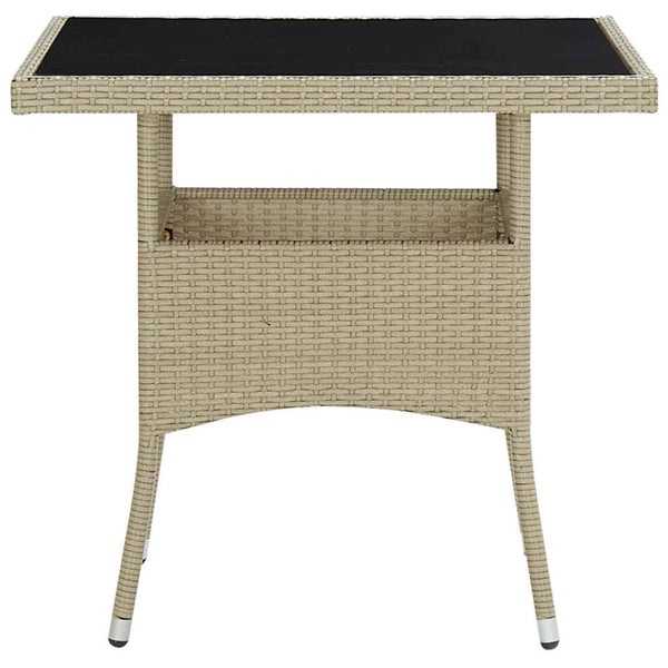 Beiger Esstisch für den Außenbereich Subtire (Polyrattan und Glas)