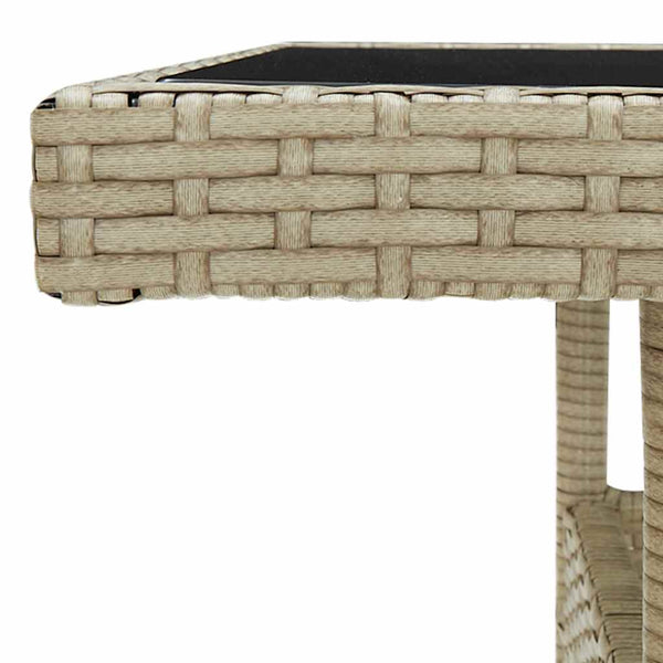 Beiger Esstisch für den Außenbereich Subtire (Polyrattan und Glas)