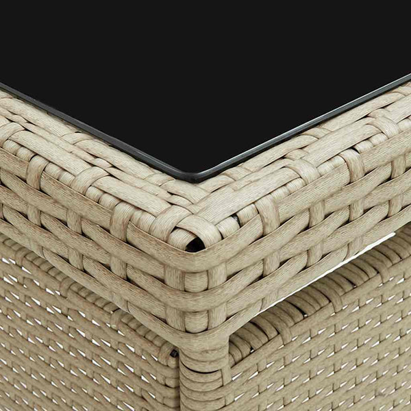 Beiger Esstisch für den Außenbereich Subtire (Polyrattan und Glas)