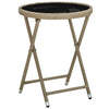 Beiger Teetisch Nun 60cm (Polyrattan und gehärtetes Glas)
