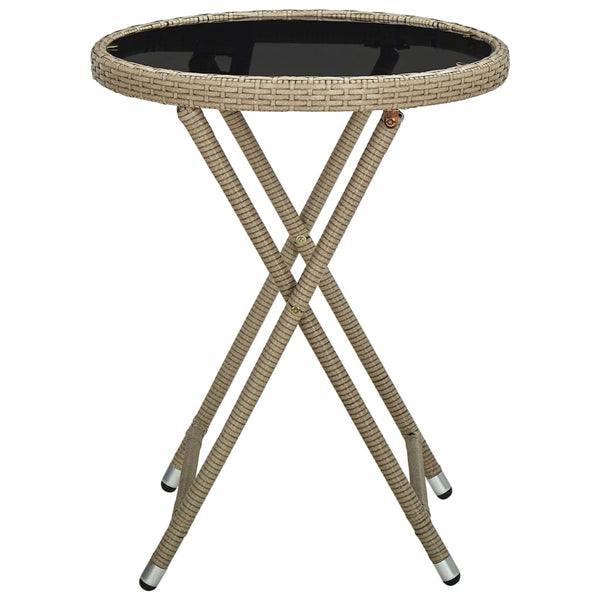Beiger Teetisch Nun 60cm (Polyrattan und gehärtetes Glas)