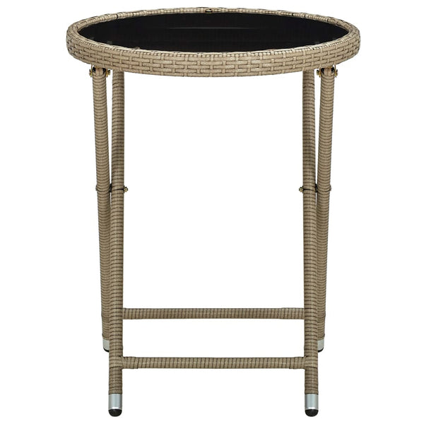 Beiger Teetisch Nun 60cm (Polyrattan und gehärtetes Glas)
