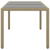 Beiger Gartentisch Marisela 150x90x75cm (Hartglas und Polyrattan)