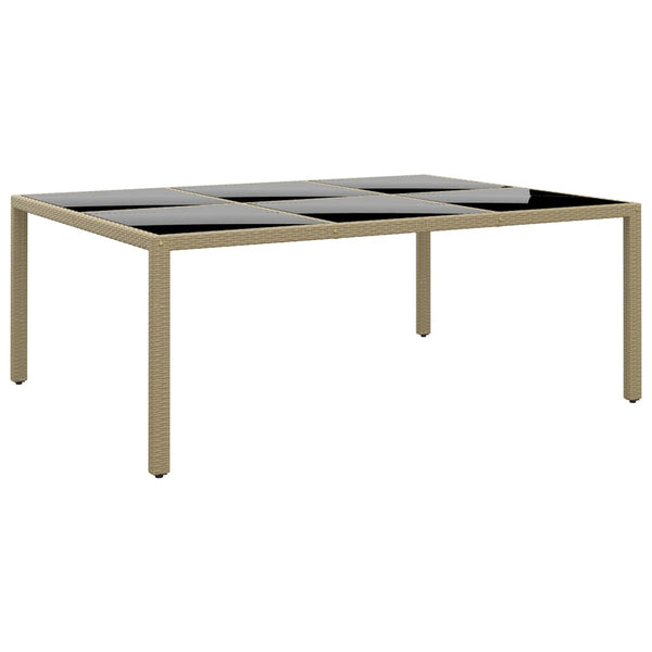 Beiger Gartentisch Fluturas 200x150x75cm (Gehärtetes Glas/Polyrattan)