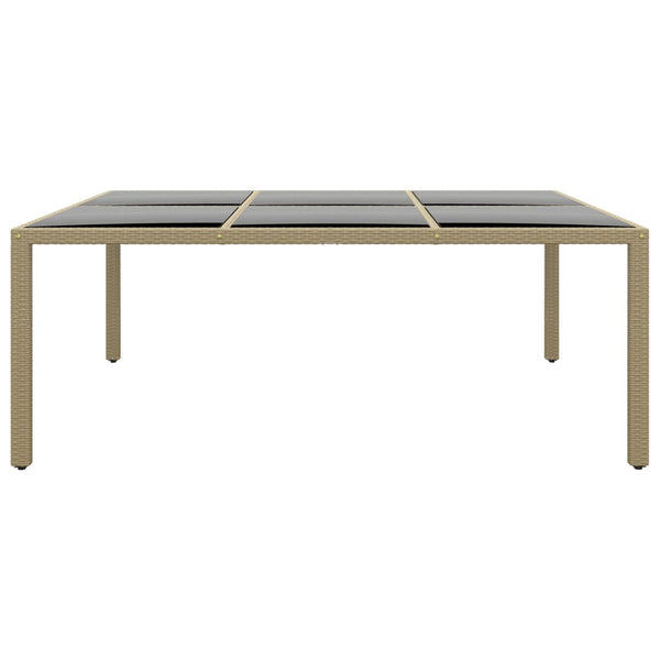 Beiger Gartentisch Fluturas 200x150x75cm (Gehärtetes Glas/Polyrattan)