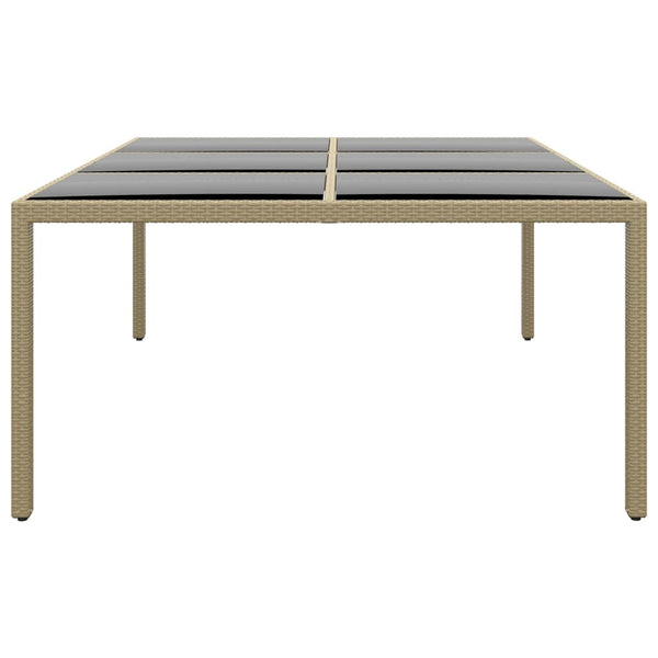 Beiger Gartentisch Fluturas 200x150x75cm (Gehärtetes Glas/Polyrattan)