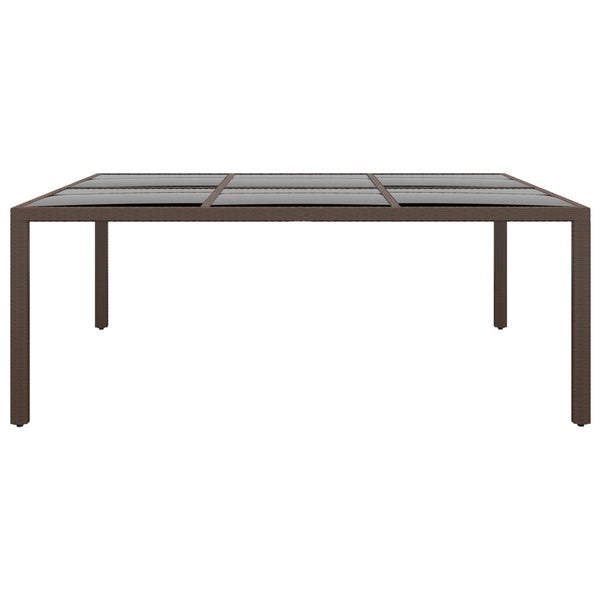 Brauner Gartentisch Fluturas 200x150x75cm (Rattan mit Glasplatte)