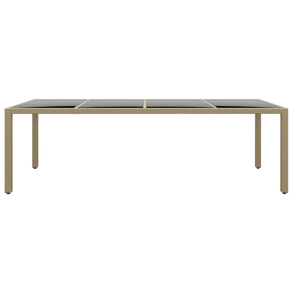 Beiger Gartentisch Populara (mit Glasplatte, Polyrattan)