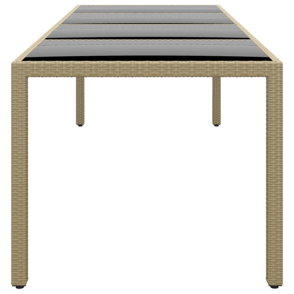 Beiger Gartentisch Populara (mit Glasplatte, Polyrattan)