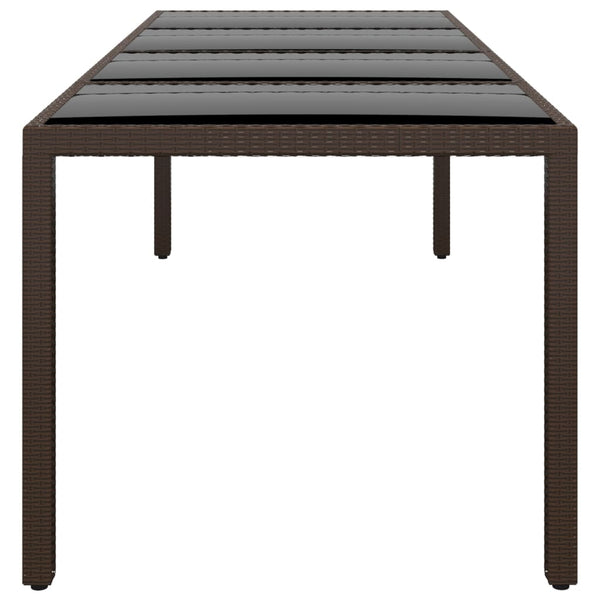 Brauner Gartentisch Populara (mit Glasplatte, Polyrattan)
