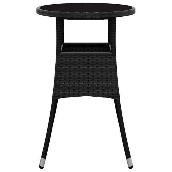 Schwarzer Gartentisch Florena Ø60x75cm (Gehärtetes Glas und Polyrattan)