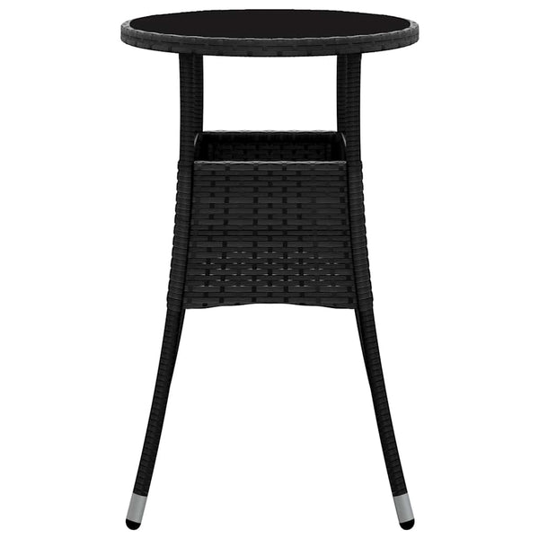 Schwarzer Gartentisch Florena Ø60x75cm (Gehärtetes Glas und Polyrattan)