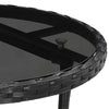 Schwarzer Gartentisch Florena Ø60x75cm (Gehärtetes Glas und Polyrattan)