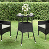 Schwarzer Gartentisch Florena Ø60x75cm (Gehärtetes Glas und Polyrattan)