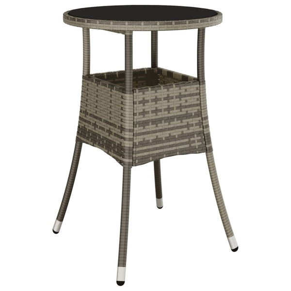 Grauer Gartentisch Florena Ø60x75cm (gehärtetes Glas und Polyrattan)
