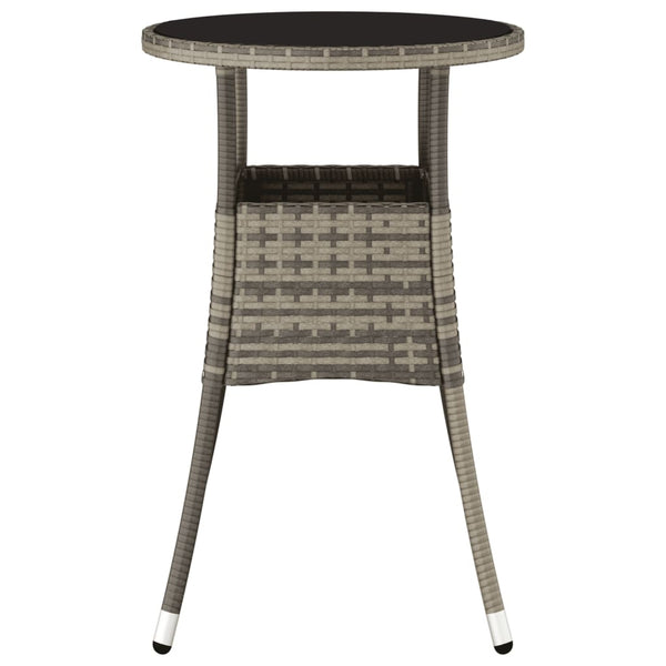 Grauer Gartentisch Florena Ø60x75cm (gehärtetes Glas und Polyrattan)