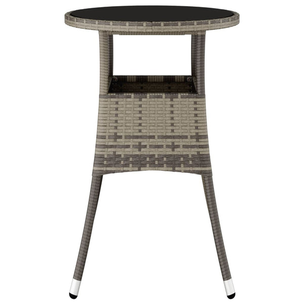 Grauer Gartentisch Florena Ø60x75cm (gehärtetes Glas und Polyrattan)