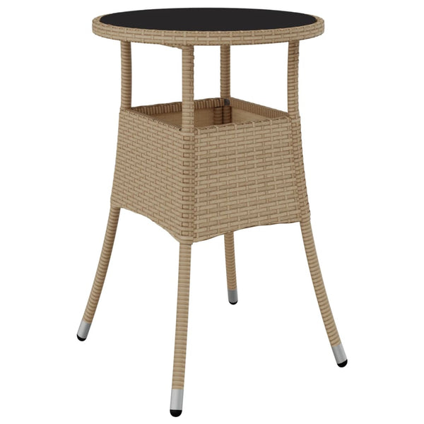 Beiger Gartentisch Florena Ø60x75cm (gehärtetes Glas und Polyrattan)