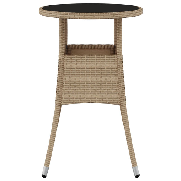 Beiger Gartentisch Florena Ø60x75cm (gehärtetes Glas und Polyrattan)