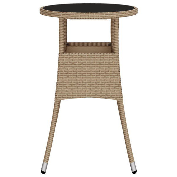 Beiger Gartentisch Florena Ø60x75cm (gehärtetes Glas und Polyrattan)