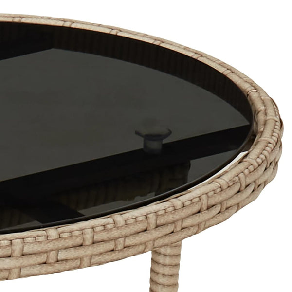 Beiger Gartentisch Florena Ø60x75cm (gehärtetes Glas und Polyrattan)