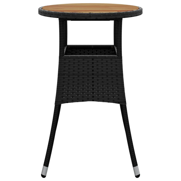 Schwarzer Gartentisch Camigo Ø60x75cm (Akazienholz und Polyrattan)