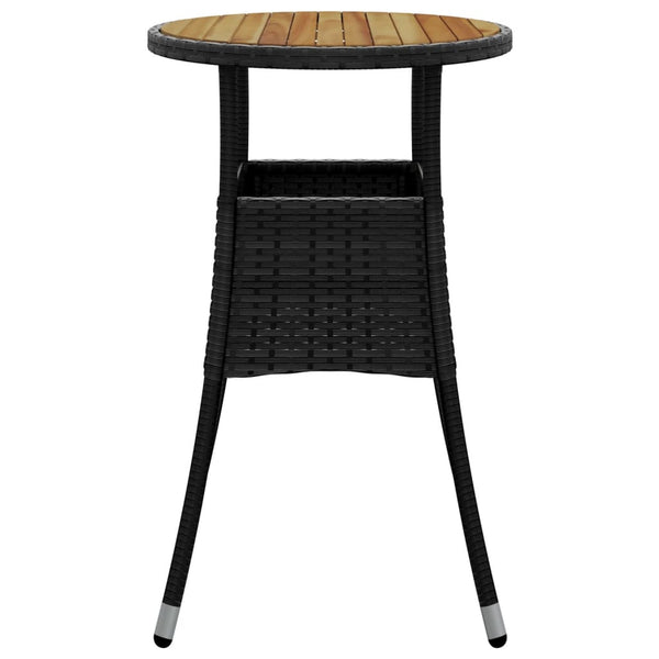 Schwarzer Gartentisch Camigo Ø60x75cm (Akazienholz und Polyrattan)