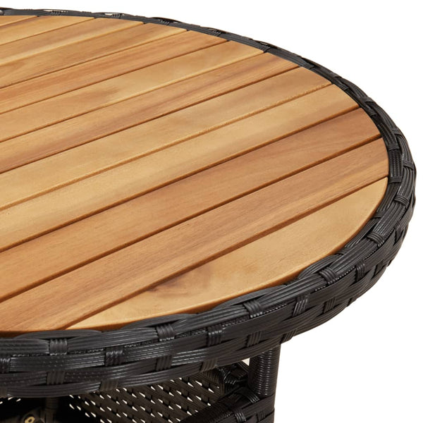 Schwarzer Gartentisch Camigo Ø60x75cm (Akazienholz und Polyrattan)