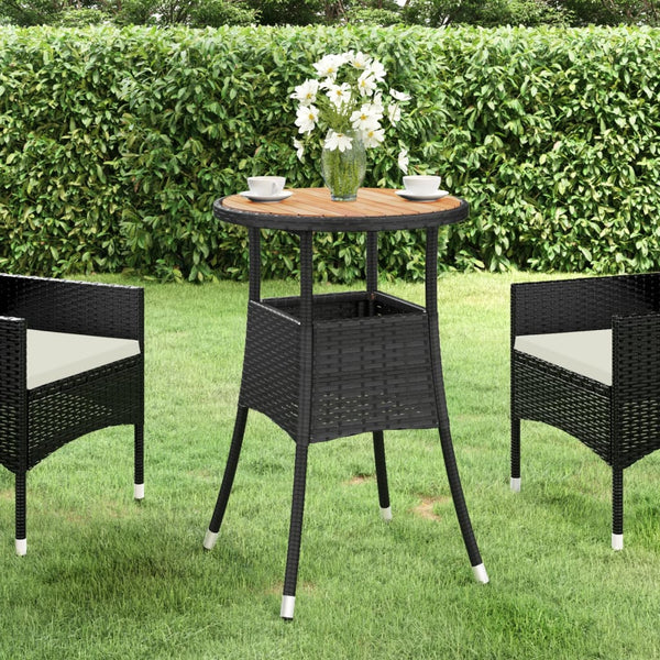 Schwarzer Gartentisch Camigo Ø60x75cm (Akazienholz und Polyrattan)