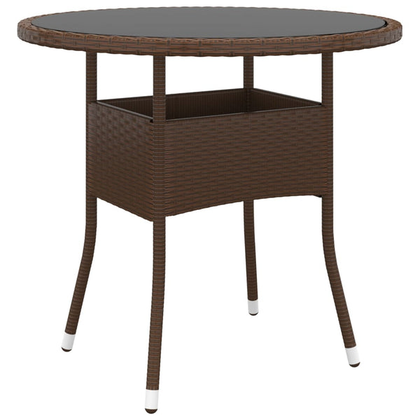 Brauner Gartentisch Aluiza Ø80x75cm (Gehärtetes Glas und Polyrattan)