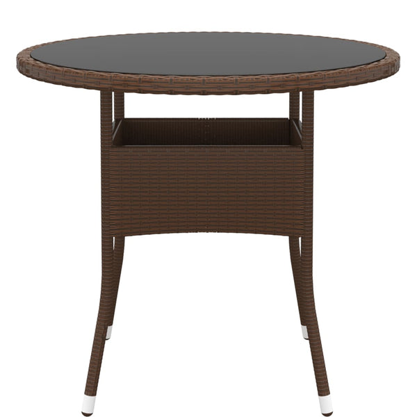 Brauner Gartentisch Aluiza Ø80x75cm (Gehärtetes Glas und Polyrattan)