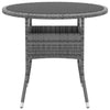 Grauer Gartentisch Aluiza Ø80x75cm (gehärtetes Glas und Polyrattan)