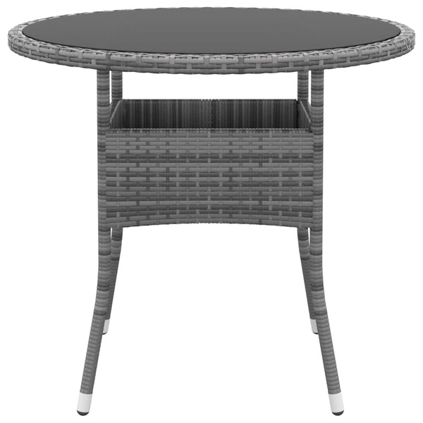 Grauer Gartentisch Aluiza Ø80x75cm (gehärtetes Glas und Polyrattan)