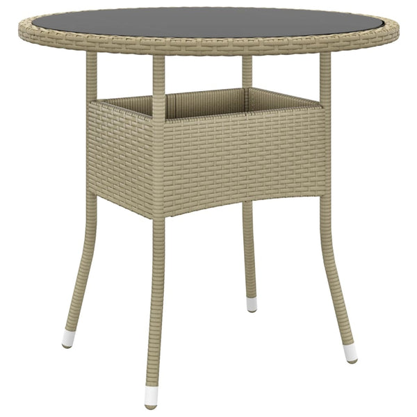 Beige puutarhapöytä Aluiza Ø80x75cm (karkaistu lasi ja polyrottinki)