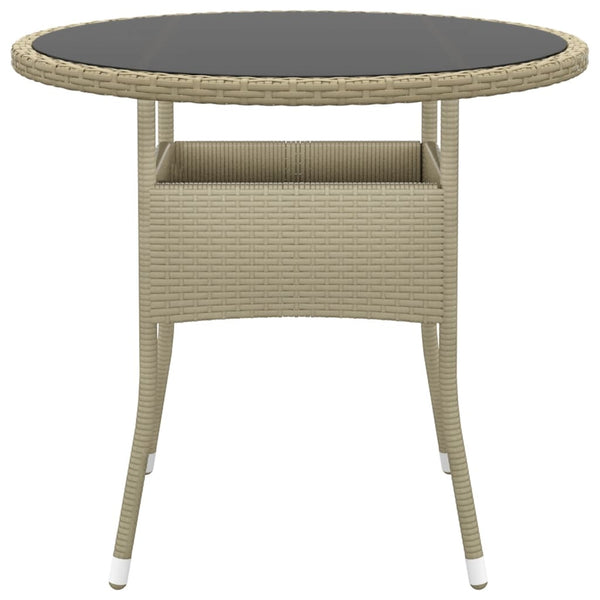 Beige puutarhapöytä Aluiza Ø80x75cm (karkaistu lasi ja polyrottinki)